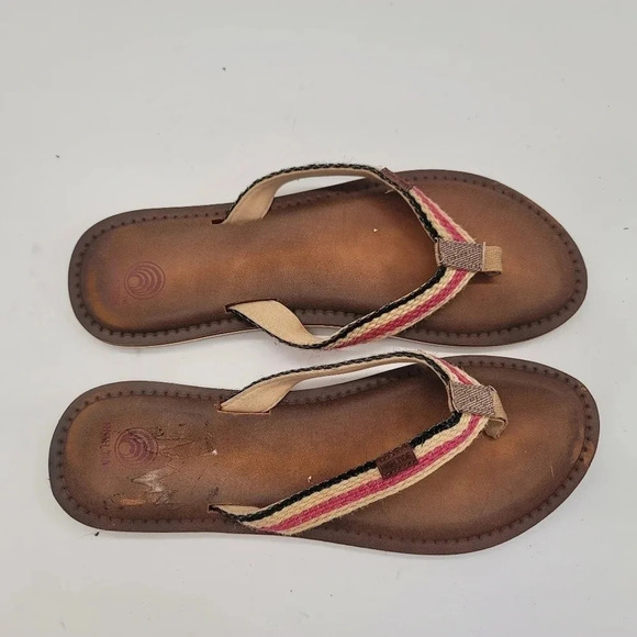 High Tide Women's Tan Pink Black Footwear Sandals Flip Flops size 9 - Picture 9 of 10